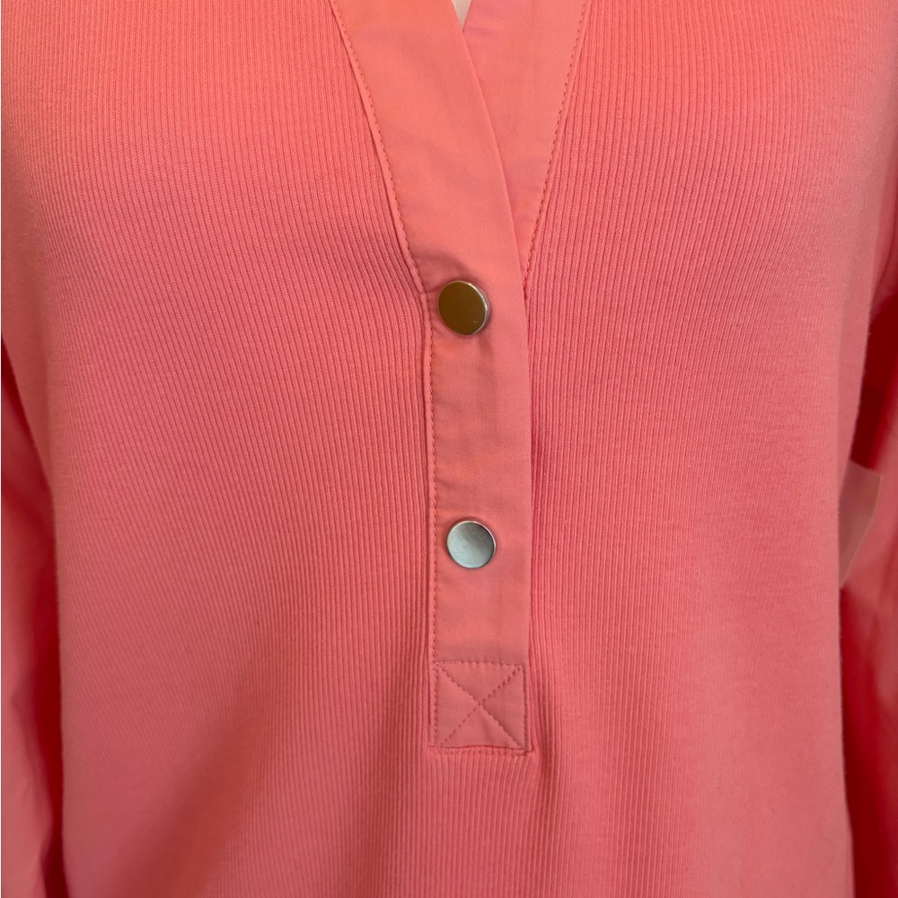 #417 1. State NWT Coral Peach V-Neck Puff Sleeve Blouse - Picture 4 of 11
